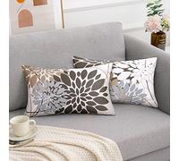 RYBornament Funda Cojin 30x50 Decorativo Otoño Fundas Cojines Geometrico Floral Patrón Funda Cojines Juego De 2 Marrón Lino Fundas De Cojines por Dormitorio Jardín Sofá Silla Cojines Decoración