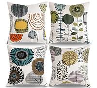 RYBornament Funda Cojin 45x45 Cojines Decorativos Cojín Gris Abstracta Floral 4 Fundas Cojines Decorativos para Sofa Suave Lino Cuadrado Funda Almohada para Sofá Jardín Exterior Decorar Cama Hogar