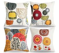 RYBornament - Funda de cojín de 45 x 45 cm, diseño de Flores, Funda de cojín para Dormitorio, sofá, Cama, jardín, 4 Unidades
