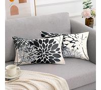 RYBornament Juego De 2 Funda Cojines 30x50 Fundas Cojines Resumen Geometrico Dalia Floral Funda Cojin Negro Y Gris Fundas Cojin Lino Fundas De Cojines por Casa De Campo Jardín Sofá Cojines Decoración