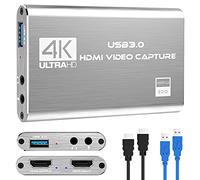 Rybozen Tarjeta de Captura de Video y Audio 4K, Dispositivo HDMI USB 3.0, Full HD 1080P para grabación de Juegos, transmisión en Vivo, Plateado
