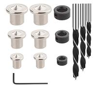 Rybtd 6/8/10mm Kit de guía de perforación de agujeros de madera con 6 Centros de clavijas +3 Topes de profundidad de perforación +3 brocas para agujeros de perforación de ángulo de carpintería