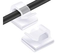 RYCHUI - Juego de 60 soportes para cables para exteriores, organizador de cables autoadhesivos, abrazaderas de cables, ganchos de gestión de cables, soporte para fijación de cables, cadena de luces