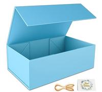 RYDDOY Caja de regalo azul, 9.5 x 6 x 3 pulgadas, caja de regalo para regalos con tapas, cierre magnético, rectangular, plegable, para dama de honor, boda, Navidad, Halloween, embalaje de regalo de