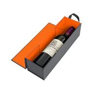 RYDDOY Caja de regalo de vino, 12.8 x 3.7 x 3.7 pulgadas, cajas de botellas de vino naranja con asa para licor y champán, cierre magnético, caja de regalo plegable para fiestas, bodas, envoltura de