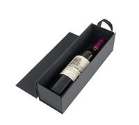RYDDOY Caja de regalo de vino, 12.8 x 3.7 x 3.7 pulgadas, cajas de botellas de vino negro con asa para licor y champán, caja de regalo plegable para fiestas, bodas, envoltura de regalo, almacenamiento