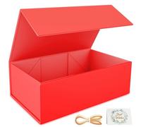 RYDDOY Caja de regalo roja, caja de regalo rectangular plegable de 9.5 x 6 x 3 pulgadas con tapas y cierre magnético para propuesta de dama de honor, boda, Navidad, Halloween, cumpleaños