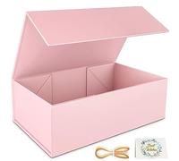 RYDDOY Caja de regalo rosa, 9.5 x 6 x 3 pulgadas, caja de regalo para regalos con tapas, cierre magnético, rectangular, plegable, para dama de honor, boda, Navidad, Halloween, embalaje de regalo de