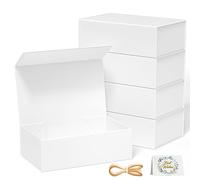 RYDDOY - Paquete de 5 cajas de regalo blancas, 9.5 x 6 x 3 pulgadas, para regalos con tapas, cierre magnético, rectangular, plegable, para dama de honor, boda, Navidad, Halloween, regalo de cumpleaños