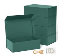 RYDDOY Paquete de 5 cajas de regalo verdes, 9.5 x 6 x 3 pulgadas, caja de regalo para regalos con tapas, cierre magnético, rectangular, plegable, para dama de honor, boda, Navidad, Halloween, embalaje