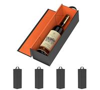 RYDDOY Paquete de 5 cajas para botellas de vino, 12.8 x 3.7 x 3.7 pulgadas, color naranja, cierre magnético, caja de regalo plegable para bodas, vacaciones, cumpleaños