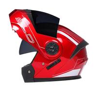 RYDZCLH Celmets De Motocicleta Cosco De Motocicleta Modular para Hombres Dot/ECE Flip Full Full Flow Up Up Anti-Fog Double Visor Helmet,Rojo,S 55~56cm