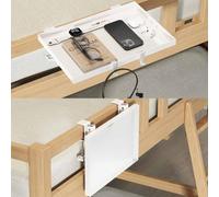 RYDZCLH Estante De Noche Plegable para Literas, Bandeja Mesita Noche con Clip, Estante De Mesa Litera Metal, Bandeja Escritorio Flotante con Clip 3 Ganchos para La Universidad,Blanca