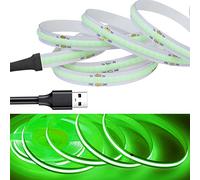 RYE Tira de luz LED COB de 5 V alimentada por USB, 2.0 m x 320 LEDs/M, cinta de luz verde suave sin puntos para TV, monitor, debajo del gabinete, cocina, armario, escaleras, fondo de escalón,