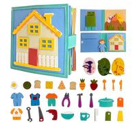 Ryebme Libro de Actividades Montessori con 10 Páginas, Juguete Educativo de Fieltro con Tema de Dinosaurios y Espacio, Aprende Habilidades para la Vida, Libro Portátil para Viajes para Niños