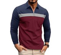 Ryehack Polos 1/4 Cremallera Hombres Casual Manga Larga Tops Camiseta Raglan Camiseta Golf Regular Fit S-2XL