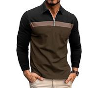 Ryehack Polos 1/4 Cremallera Hombres Casual Manga Larga Tops Camiseta Raglan Camiseta Golf Regular Fit S-2XL