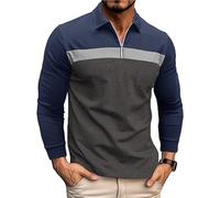 Ryehack Polos 1/4 Cremallera Hombres Casual Manga Larga Tops Camiseta Raglan Camiseta Golf Regular Fit S-2XL