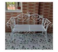 Rygcrud Banco De Jardín Metálico, Parque Al Aire Libre Campo Hierro Forjado Silla Doble con Respaldo, Decoración para Patio De Jardín De Villa(Blanco)