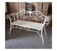 Rygcrud Banco De Jardín Metálico, Parque Al Aire Libre Campo Hierro Forjado Silla Doble con Respaldo, Decoración para Patio De Jardín De Villa(Cream)