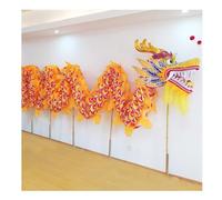 Rygcrud Danza del Dragón Chino De Seda, Fitness Al Aire Libre Juegos De Malabares para 6/8/10/12 Jugadores Actuación En El Festival Callejero De Año Nuevo(Amarillo,10m/6people)