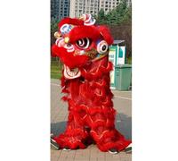 Rygcrud Danza del León Chino Disfraz De Mascota - Lana, Una Sola Persona (155-175 Cm Altura) Accesorios para Actuaciones Regalos para Festivales Decoración Halloween(Rosso)