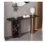 Rygcrud Mesa Consola para Entrada, Mesas Estrechas para Sofá - Estructura En Color Bronce, Panel Moderno con Acabado Roca Mesa Auxiliar para Salón, Pasillo, Vestíbulo(Black,120x30x80cm)