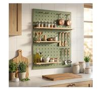 Rygcrud Modular Unidades De Tablero Perforado, 16 Mm De Grosor Madera Paneles Organizadores De Pared, Tablero Perforado para Colgar para Almacenamiento En Habitaciones(Verde,120x60cm)