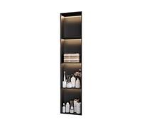Rygcrud Nicho De Pared para Baño De Acero Inoxidable con LED, Estante De Ducha Empotrado, No Necesita Azulejos, Organizador Inoxidable para Casa, Hotel, Apartamento(Black,28x12.5x120 cm)