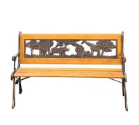 Rygcrud Niños Dos Plazas Bancos De Jardín para Patio con Respaldo con Forma De Animal, Madera Y Hierro Fundido Tamaño Mini Banco De Parque para Exteriores, Decoración para Patio De Villa