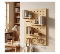 Rygcrud Rectangulares Modulares Unidades De Tableros Perforados para Almacenamiento En Pared, Paneles De 16 mm De Grosor para Colgar Kits De Tableros Perforados para Habitaciones(Natural,31.5x23.6in)