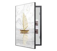 Rygcrud Tapa De Caja De Fusibles Pared Decorativa, Marco De Aleación De Aluminio Arte Mural Tapa De Caja De Fusibles Cubierta del Panel Eléctrico para Ocultar Caja De Contadores(Gold Frame,45x90cm)