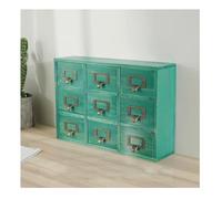 Rygcrud Tradicional Cajones Armario Herbolario, Sobremesa Vintage Madera Maciza Caja De Almacenamiento Para Oficina En Casa Cómodas Muebles De Organización(Azul,38.3x9.5x26.5cm)