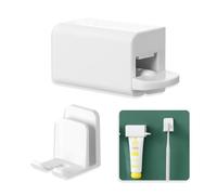 RYHHH Exprimidores de Pasta de Dientes & Soporte Cepillo Dientes, 1 Apretadores de Tubos Rodando Tubo 1 Soporte para Cepillo de Dientes Pared Adhesivo, Para Pasta de Dientes Pintar Cabello(blanco)