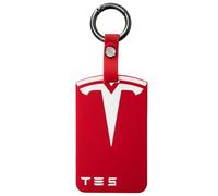 RYHX Porta llaves de silicona para Tesla Model S/3/X/Y, llavero con tarjetero para llaves de Tesla Accesorios - Rojo