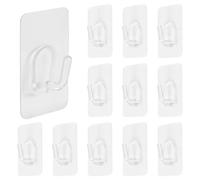 Rylae Ganchos Adhesivos, 12 Piezas Ganchos Autoadhesivos, Gancho de Plástico Transparente, Gancho de Pared Impermeable, Gancho Multifuncional para Colgador de Cocina Baño Puerta Techo