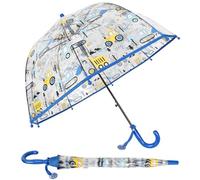 Rylae Paraguas infantil con mango de palanca Paraguas transparente con dibujo de bulldozer 70cm/27.5" Cúpula Resistente al viento y a la lluvia Apertura automática para niños de 3-8 años