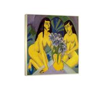 RYLJCZ Ludwig Kirchner (Bunch of Flowers) Reproducciones de arte mural famoso - Lienzos abstractos - Cuadros decorativos para la sala de estar(50x60cm(19.7x23.7in)/Marcos de champán)