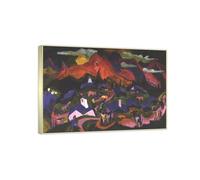 RYLJCZ Ludwig Kirchner (Return of the Animals) Reproducciones de arte mural famoso - Lienzos abstractos - Cuadros decorativos para la sala de estar(60x84cm(23.7x33.0in/Marcos de champán)
