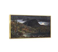RYLJCZ Torne Mountain de Jasper Francis Cropsey Impresión sobre lienzo.Pintura de paisaje famoso: Cuadro decorativo enmarcado, ideal para el hogar y la oficina.(50 x 85 cm/marco dorado)