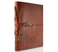 RYMALL Cubierta de cuero de la vendimia retro Notebook llave mágica Cadena 160 en blanco Jotter Diary, 15 × 21 cm, A5 (Brown)