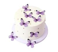 RYMAUP 50 Piezas de Mariposas comestibles, Decoraciones para Pasteles, pequeñas Mariposas Violeta Pastel para Pasteles y Cupcakes, Papel oblea, decoración de Mariposas para Bodas, Baby Shower,