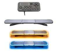 Ryme Automotive Puente LED Emergencia 1.200 mm Bicolor Ámbar/Azul - Homologado ECE R65 TA2/TB2 - 12V/24V - 28 Funciones - Lente Clara - IP66