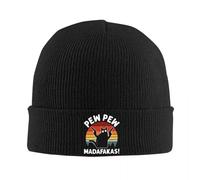 RYMHSKYBC Gorras de Punto Vintage Retro Negras de Gato Pew Pew Madafakas para Mujer Gorro de Ganchillo acrílico de Ganchillo de otoño e Invierno