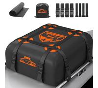 Rymopuey Cofre de Techo 15cubos/425L, Cofre de Techo para Coche 700D Naranja, Cofre de Techo con Almohadillas Antideslizantes y 8 Correas de sujeción, pto para Coches con/sin Portaequipajes