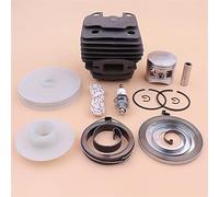 Rynplex Kit de anillo de pistón de cilindro de 43mm, 4500, 45cc, arranque de retroceso, polea impulsora, resorte, bujía, pieza de motosierra Pistón de motosierra