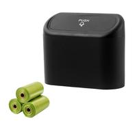 Rynvarl Cubo de basura para auto con tapa - colgante, a prueba de derrames, ideal para asiento delantero/trasero - SUV, camiones - con 3 rollos de bolsas de basura desechables