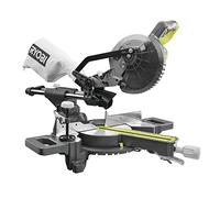 Ryobi 18V inglete inalámbrico con alimentación, RMS18190-0, diámetro de disco de 190 mm con 40 dientes de carburo cementado, rango de corte transversal de 50 x 245 mm, versión sin batería y cargador