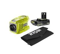 RYOBI 18V One+ Kit Solar de Viaje - Panel Solar Plegable con Power Bank y Cargador - Energía Portátil Ideal para Camping
