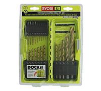 Ryobi A972102 Juego de brocas de titanio de 21 piezas con estuche de plástico para guardar objetos